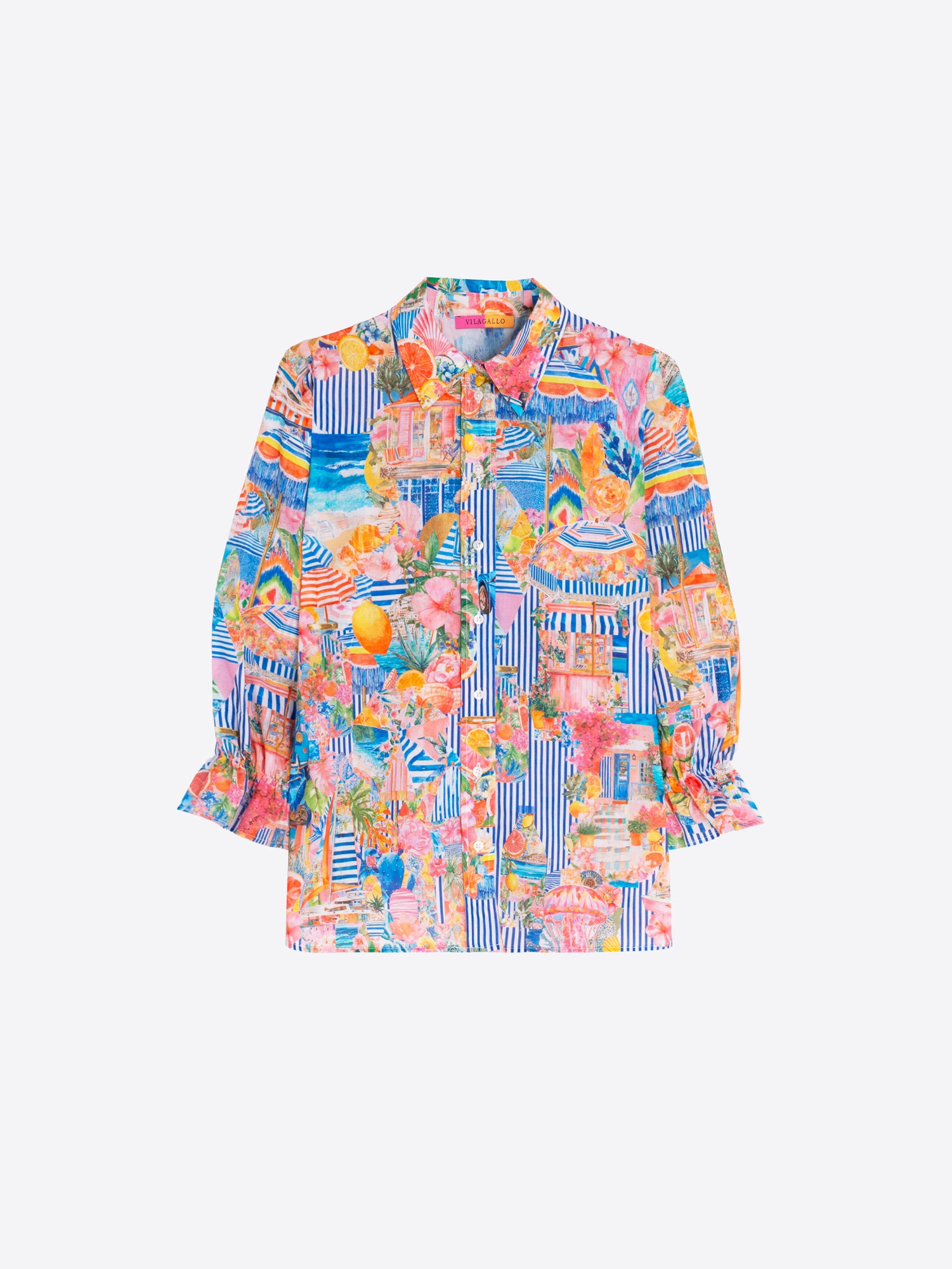 CAMISA MANGA ABULLONADA SUMMER PRINT