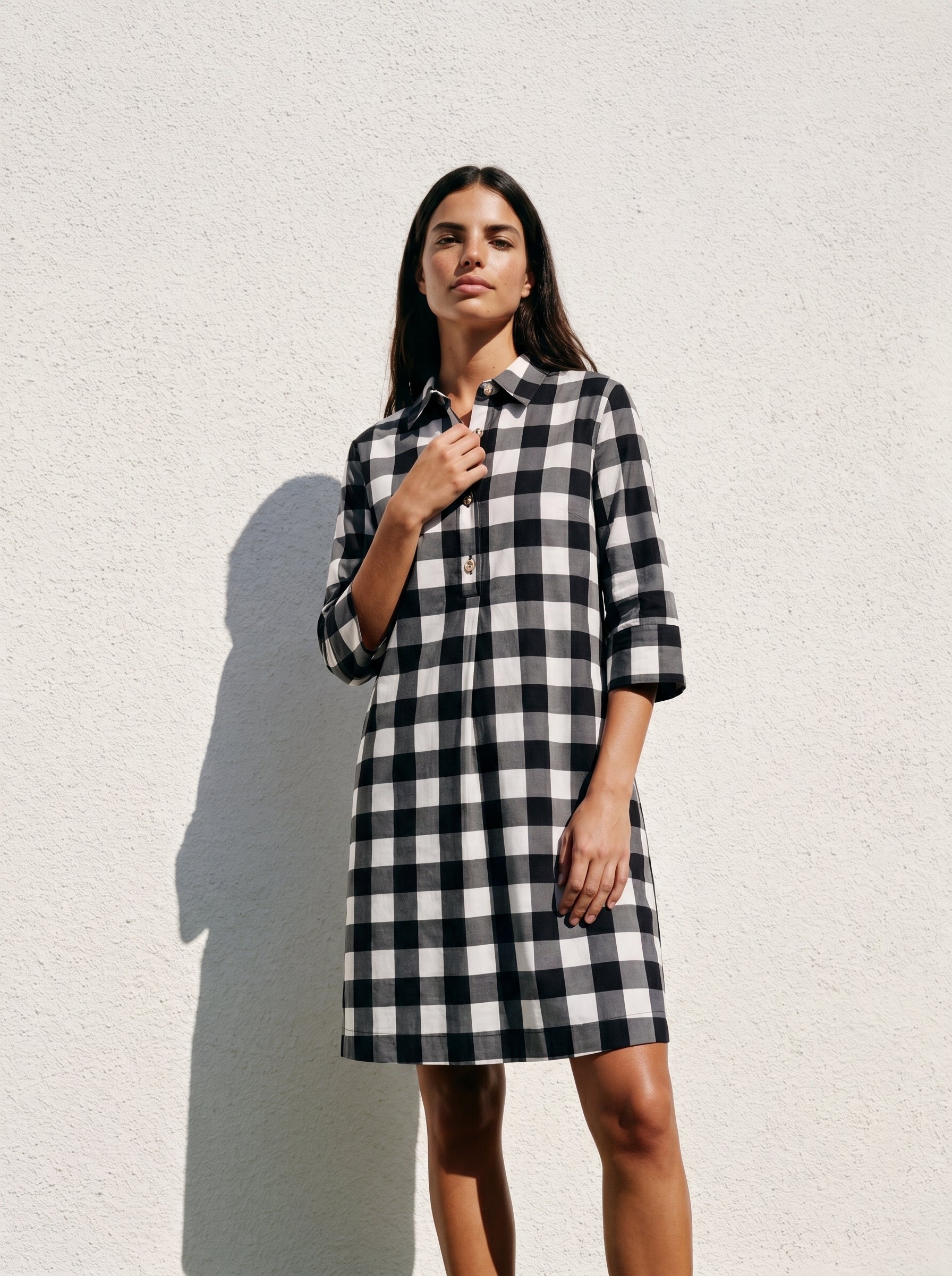 VESTIDO CORTO VICHY NEGRO Y BLANCO